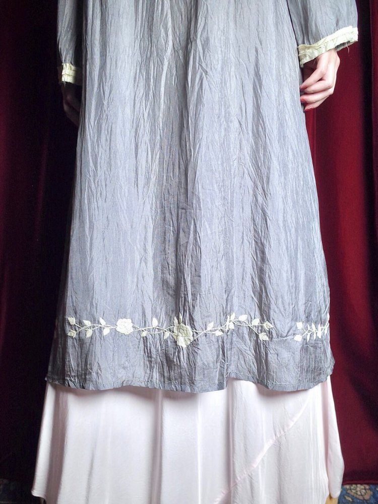 Flower Embroidery Silk Gown