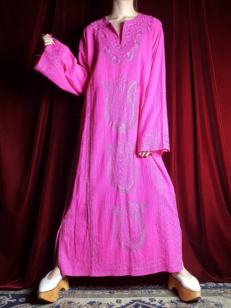 Made in Turkey Embroidery Pink Cotton Dress