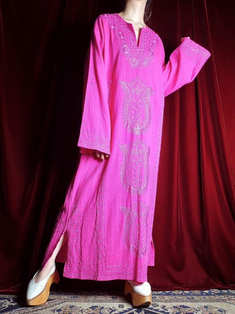 Made in Turkey Embroidery Pink Cotton Dress