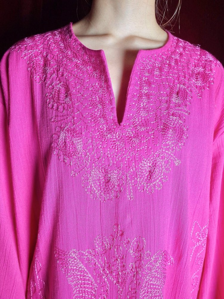 Made in Turkey Embroidery Pink Cotton Dress