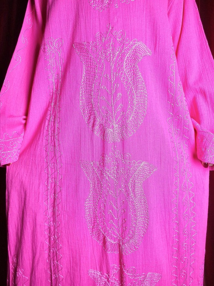 Made in Turkey Embroidery Pink Cotton Dress