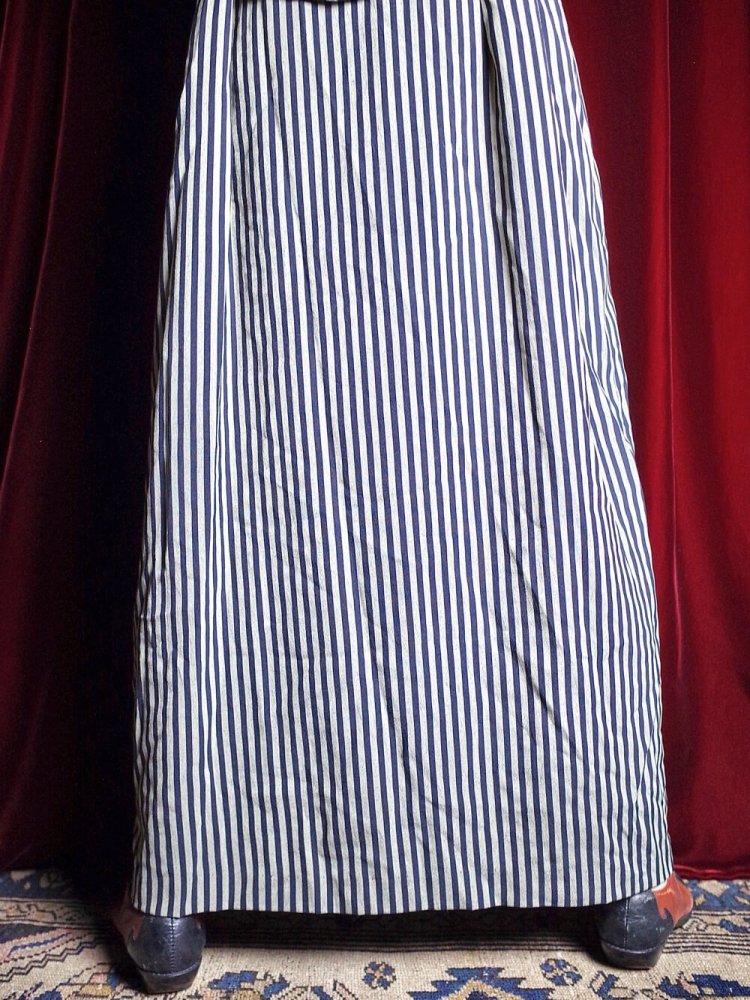 Pin Stripe & Slit Front Open Dress