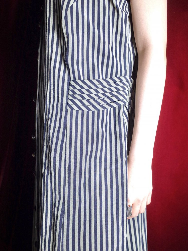 Pin Stripe & Slit Front Open Dress