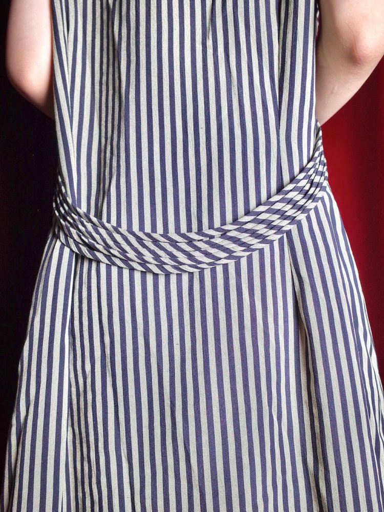 Pin Stripe & Slit Front Open Dress