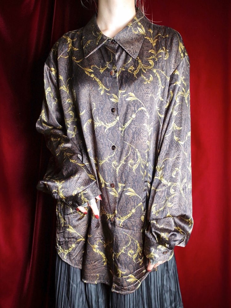 Arabesque & Python Pattern Silk Shirt