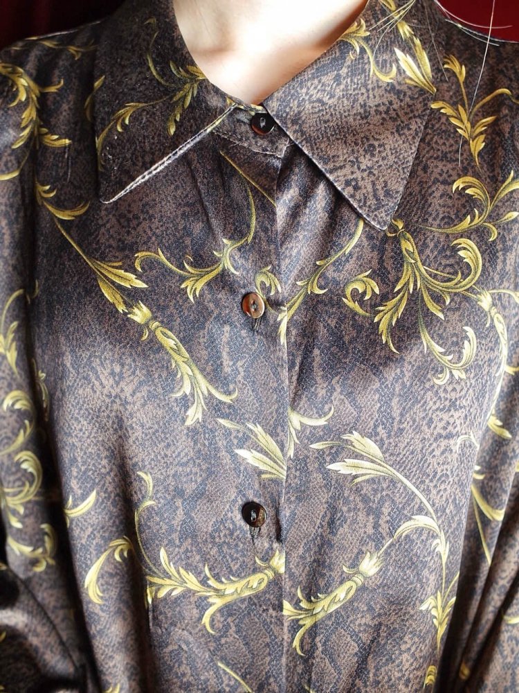 Arabesque & Python Pattern Silk Shirt