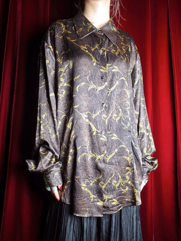 Arabesque & Python Pattern Silk Shirt