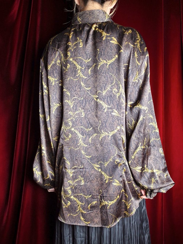 Arabesque & Python Pattern Silk Shirt