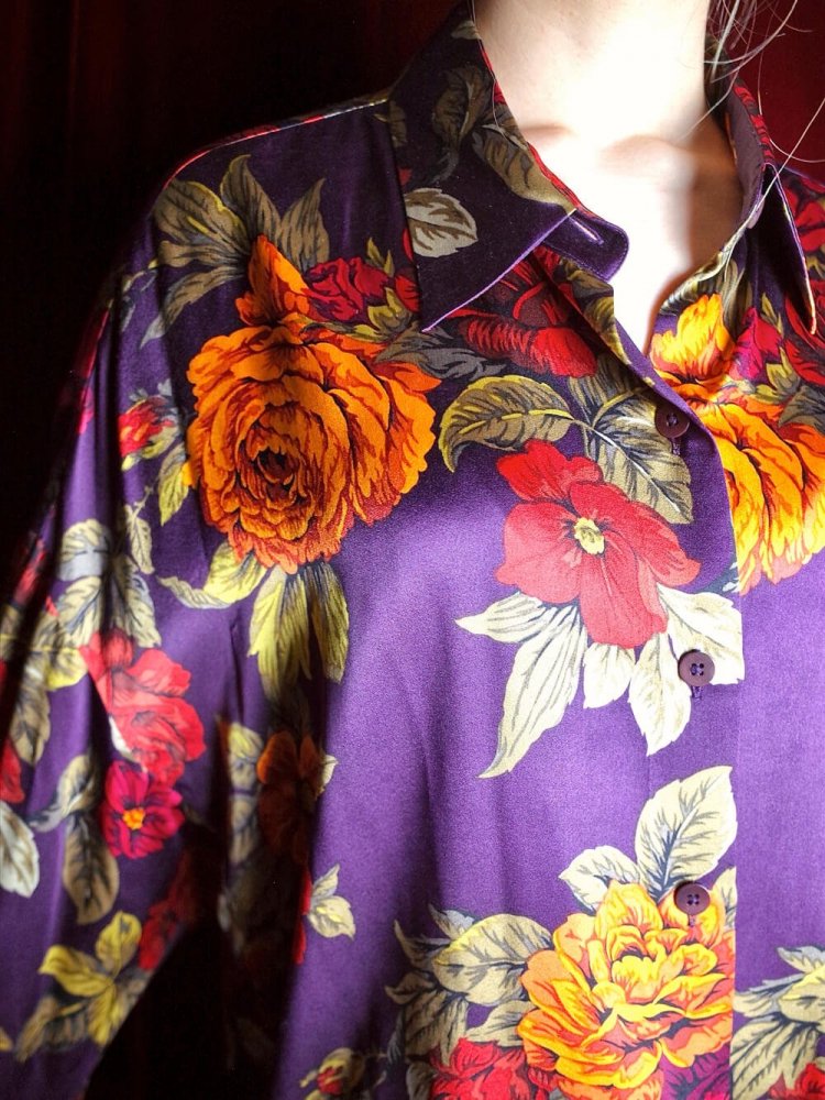 Flower Purple Silk Shirt