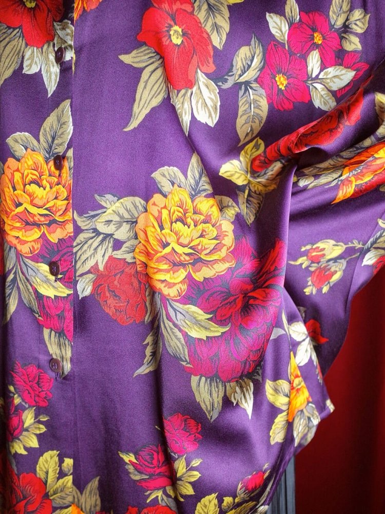 Flower Purple Silk Shirt