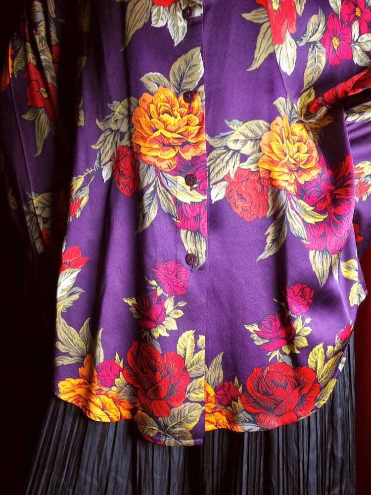 Flower Purple Silk Shirt