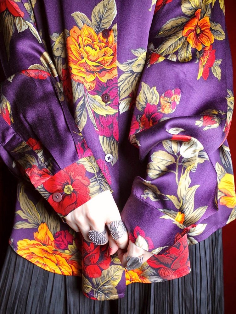 Flower Purple Silk Shirt