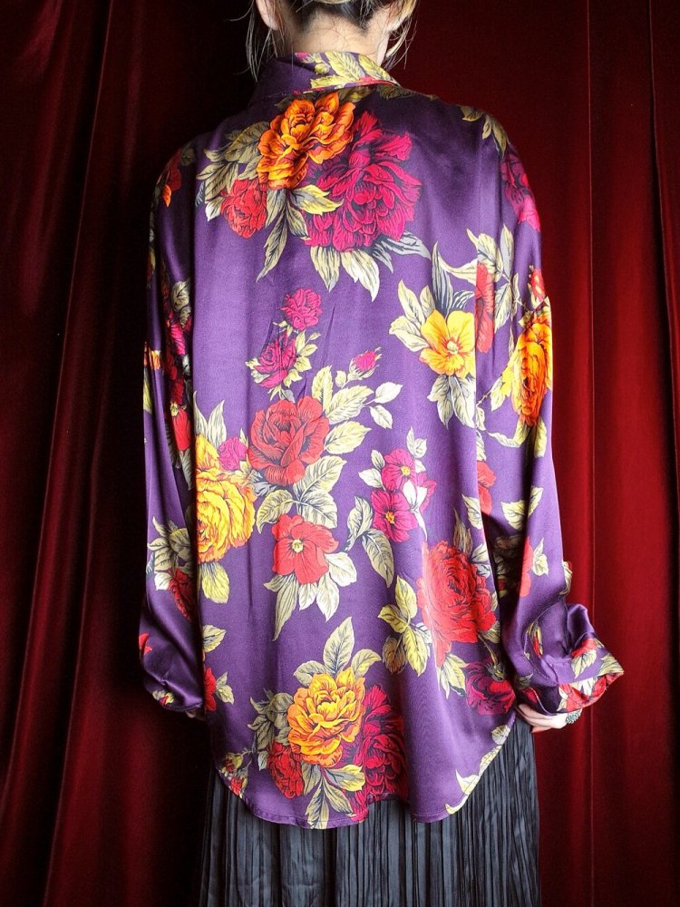 Flower Purple Silk Shirt