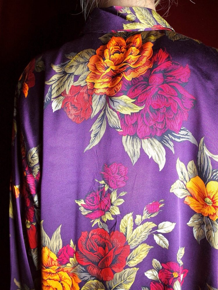 Flower Purple Silk Shirt