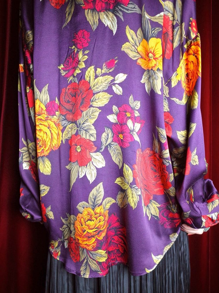 Flower Purple Silk Shirt