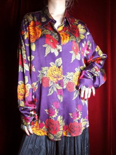 Flower Purple Silk Shirt