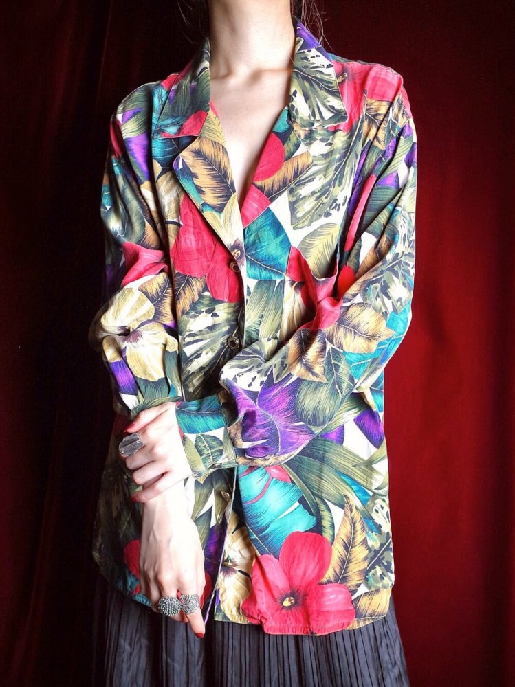 Botanical Flower Silk Shirt