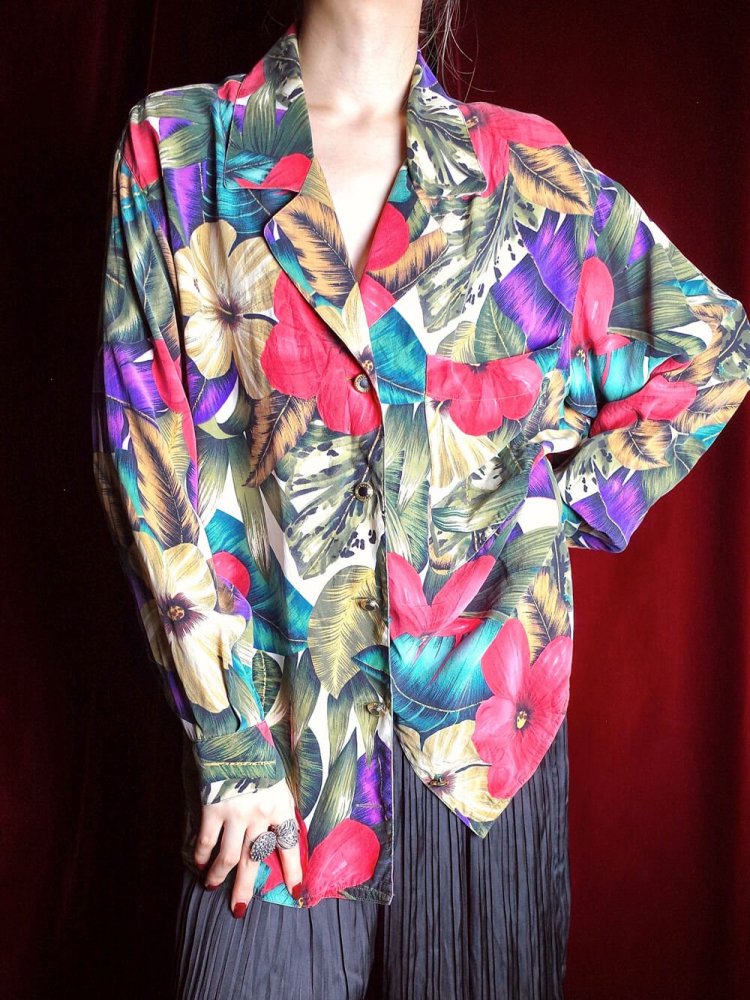 Botanical Flower Silk Shirt