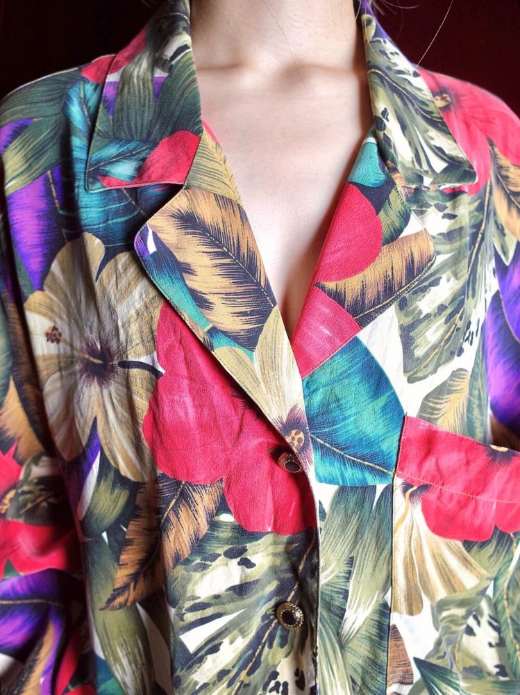 Botanical Flower Silk Shirt