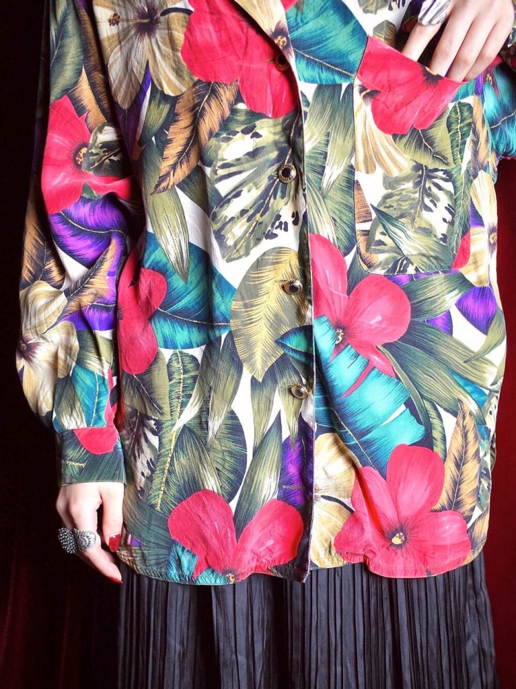 Botanical Flower Silk Shirt