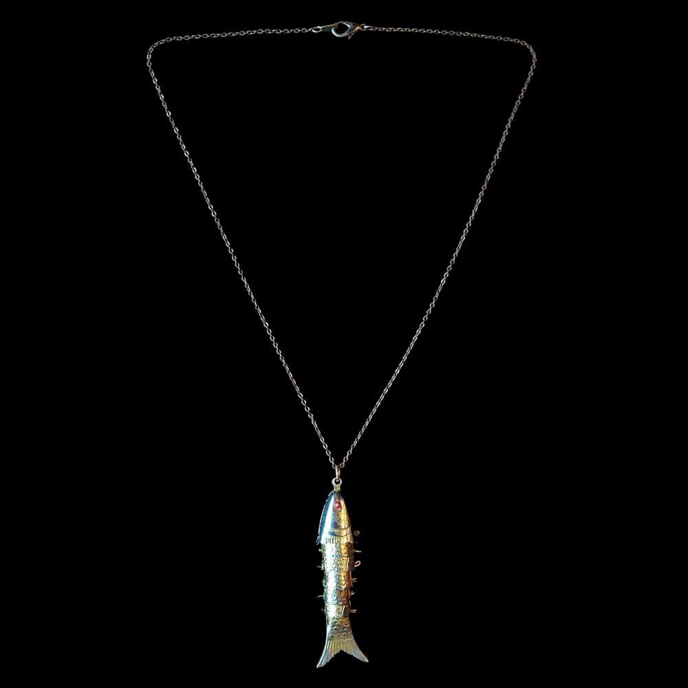 c.1920s Antique Moveable Fish Necklace #1