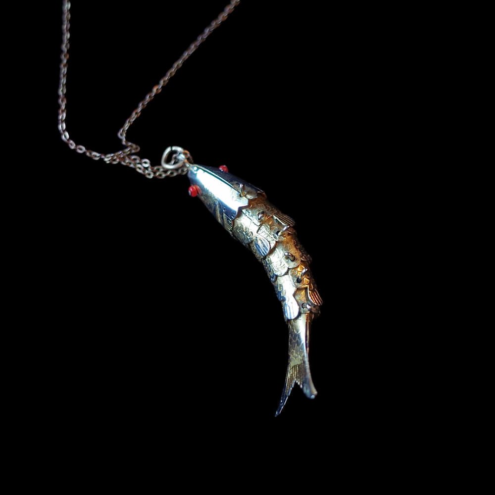 c.1920s Antique Moveable Fish Necklace #1