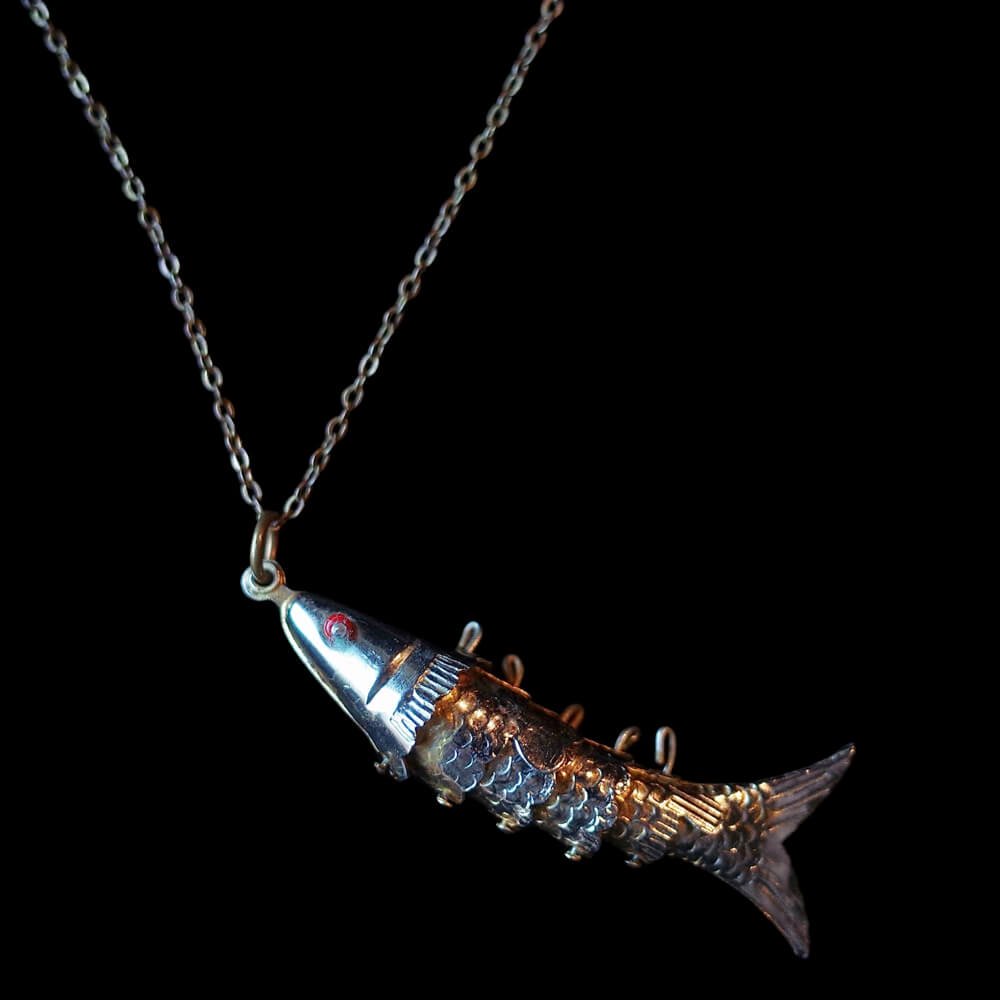 c.1920s Antique Moveable Fish Necklace #2