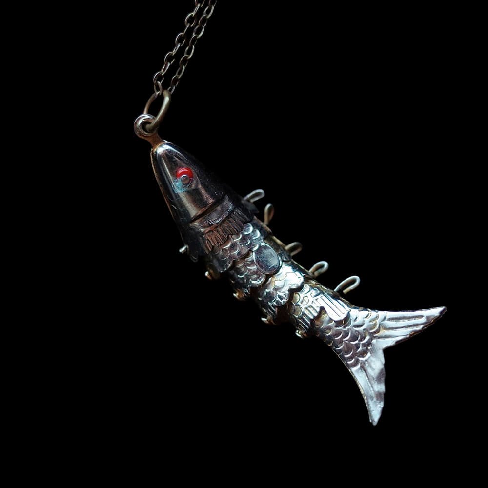 c.1920s Antique Moveable Fish Necklace #2