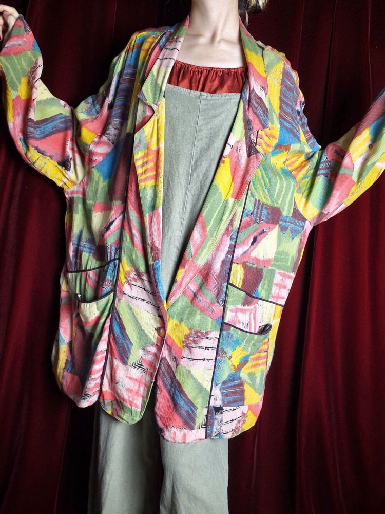 Color Art Rayon Drape Jacket