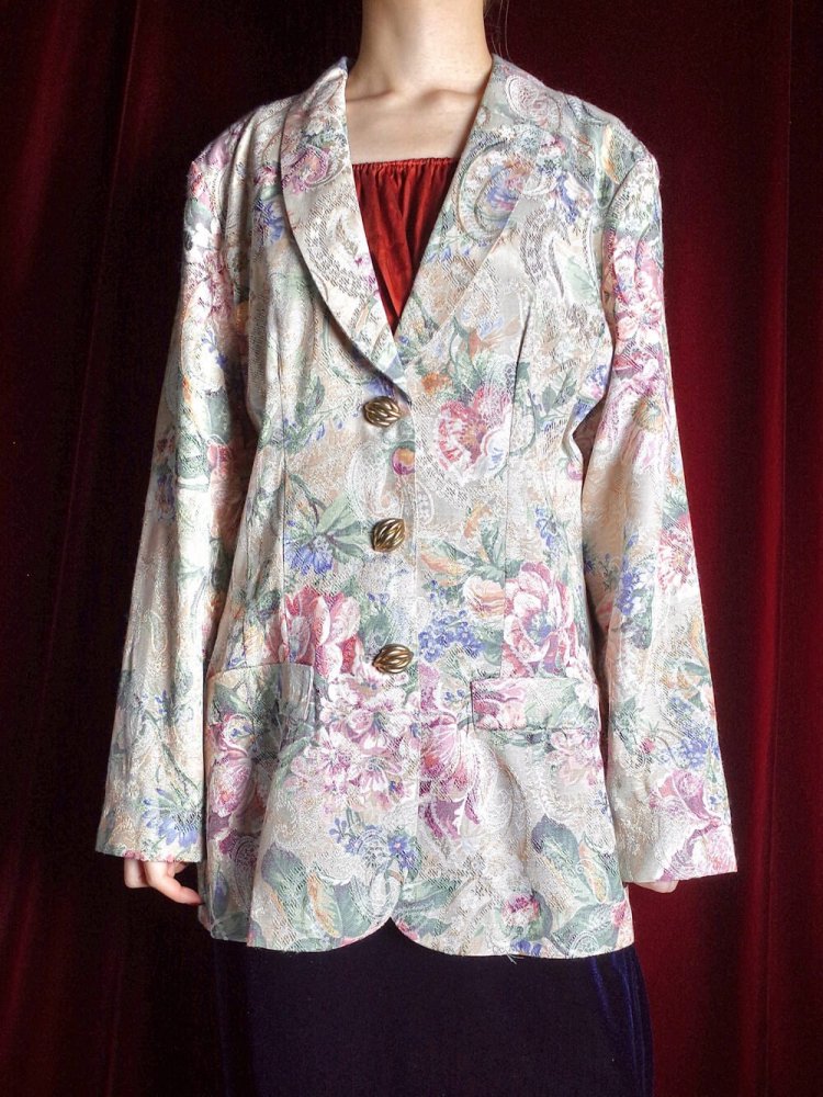 Flower & Paisley Double Pattern Shape Jacket