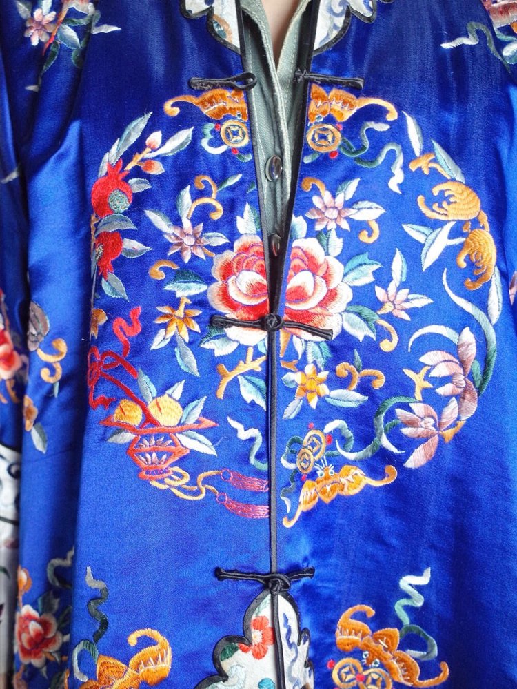 c.1960s China Embroidery Silk Long Gown