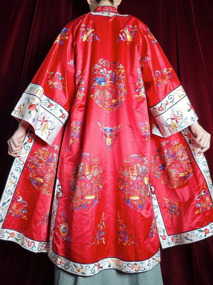 c.1960s China Embroidery Silk Long Gown