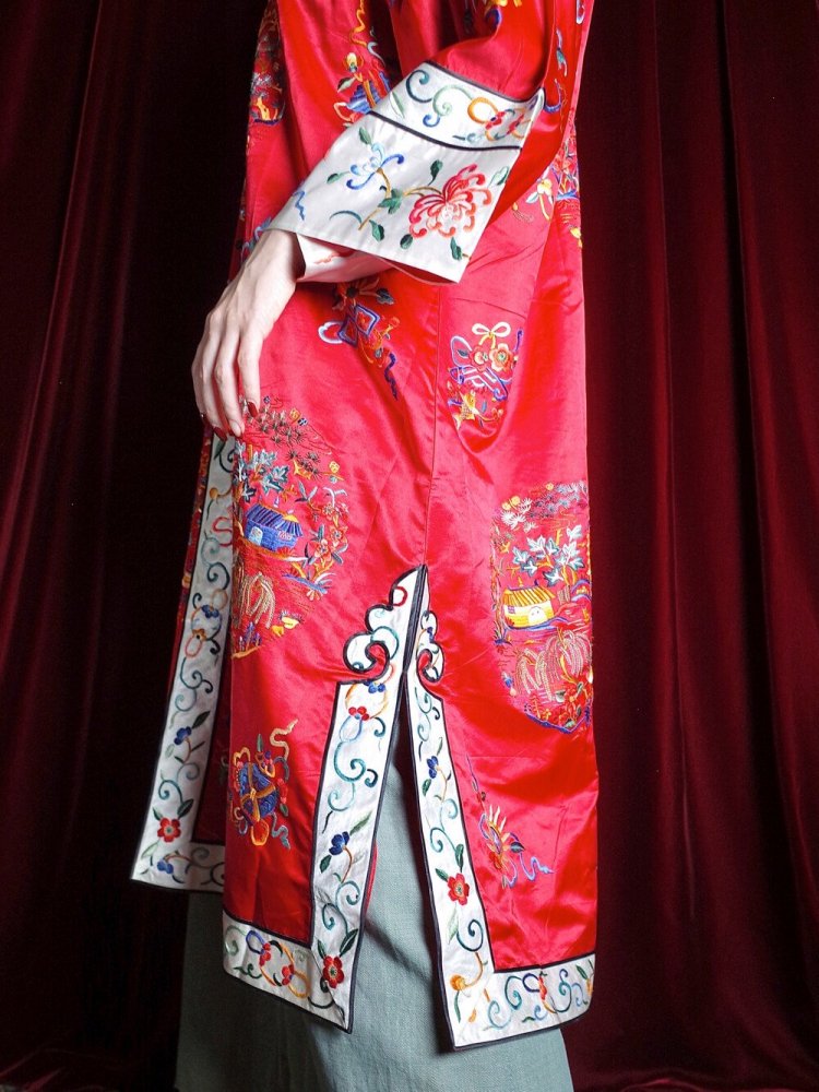 c.1960s China Embroidery Silk Long Gown