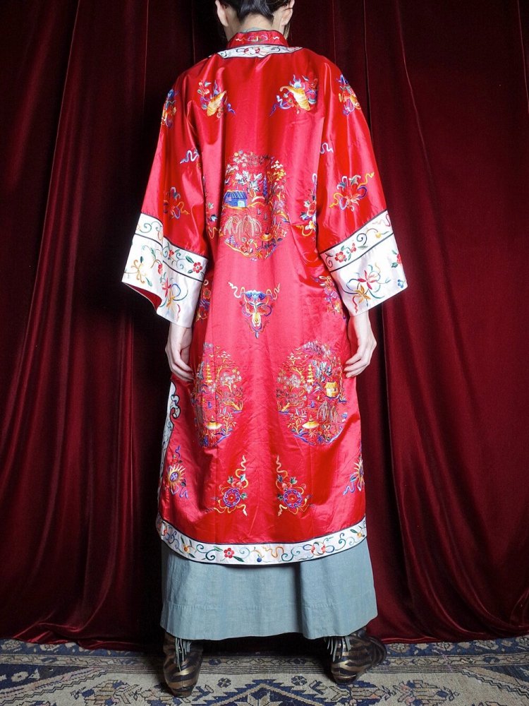 c.1960s China Embroidery Silk Long Gown