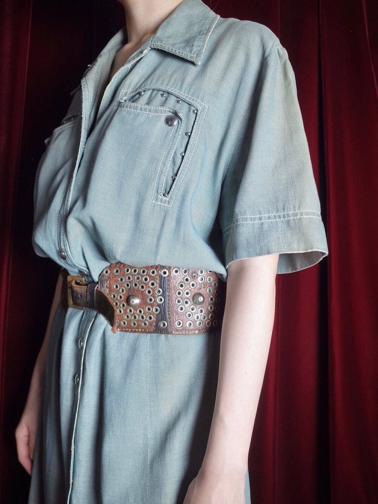 c.1950s Fade Denim Studs Western Dress #2