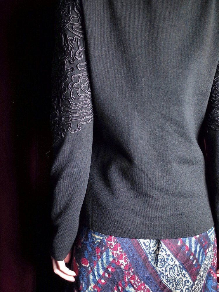 Code Embroidery Silk Blend Cardigan