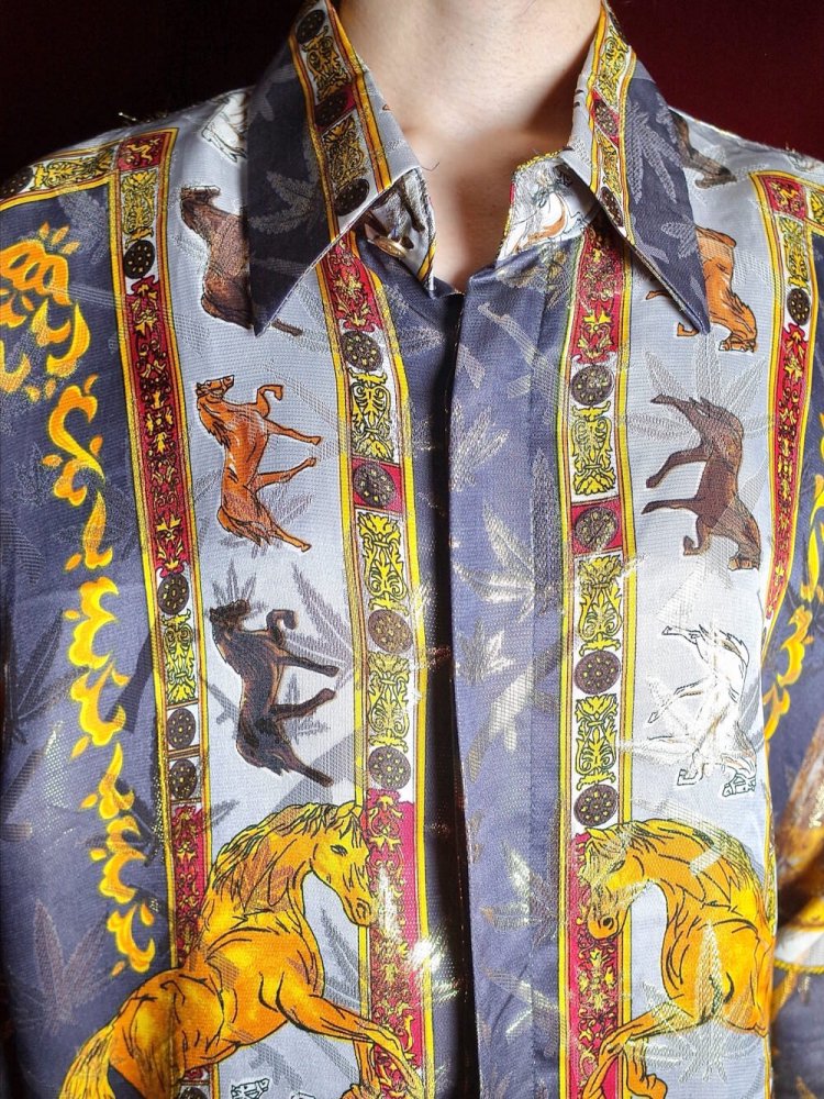 "Horse  Western  Rifle  Marijuana" Gangsta Pattern Shirt