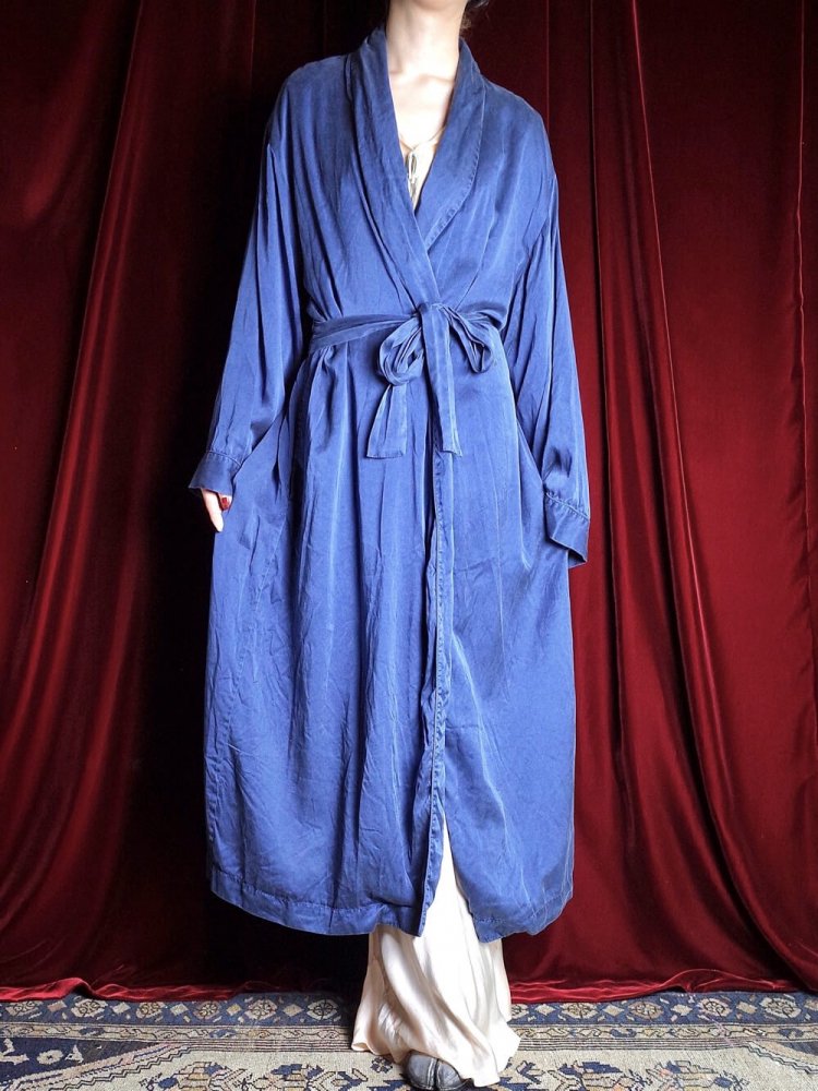 Smokey Blue Silk Dress Gown