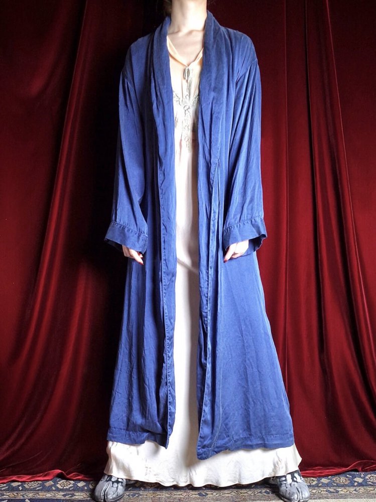 Smokey Blue Silk Dress Gown