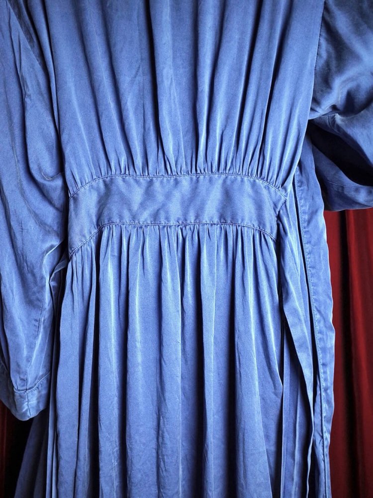 Smokey Blue Silk Dress Gown