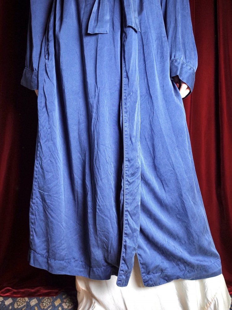 Smokey Blue Silk Dress Gown