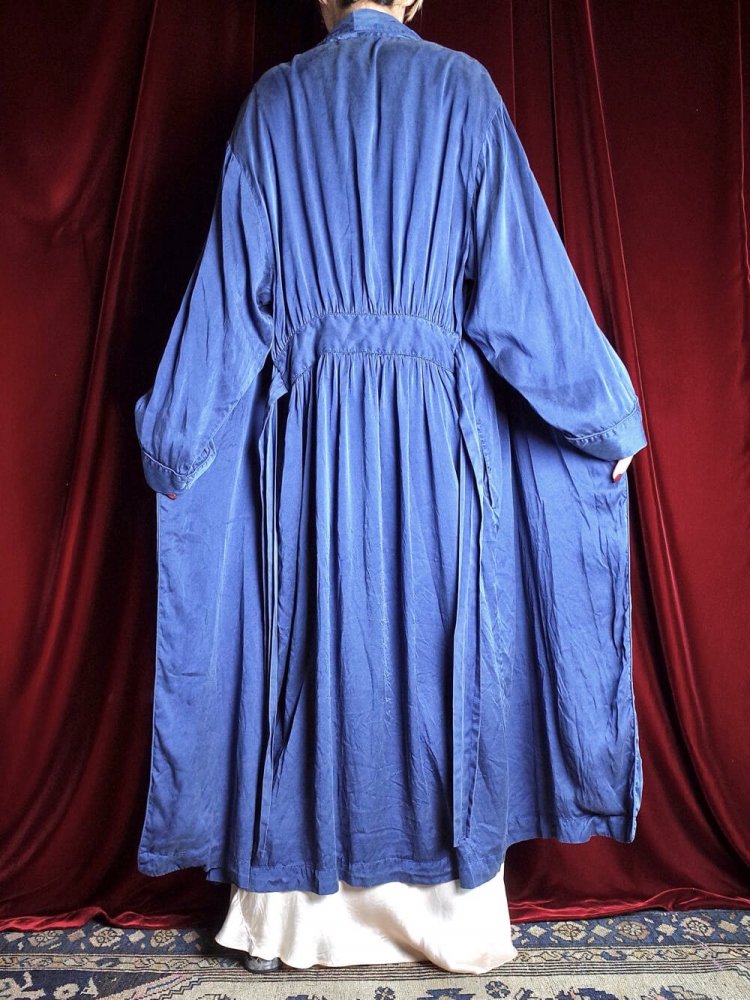 Smokey Blue Silk Dress Gown