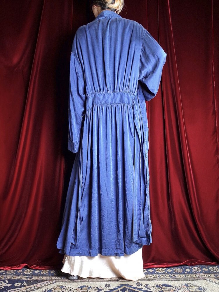 Smokey Blue Silk Dress Gown