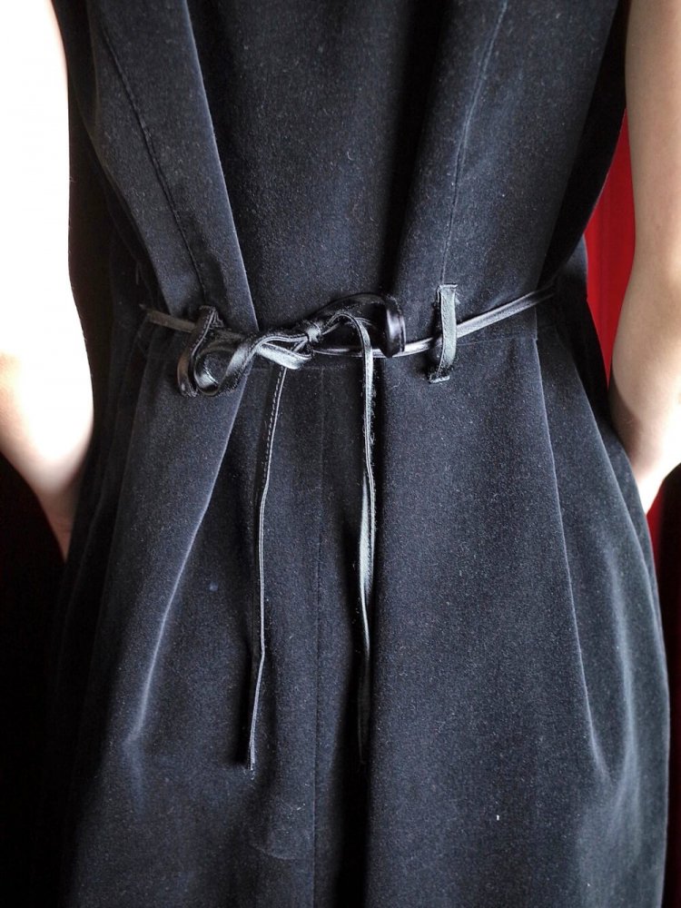 Black Cotton Velvet China Dress