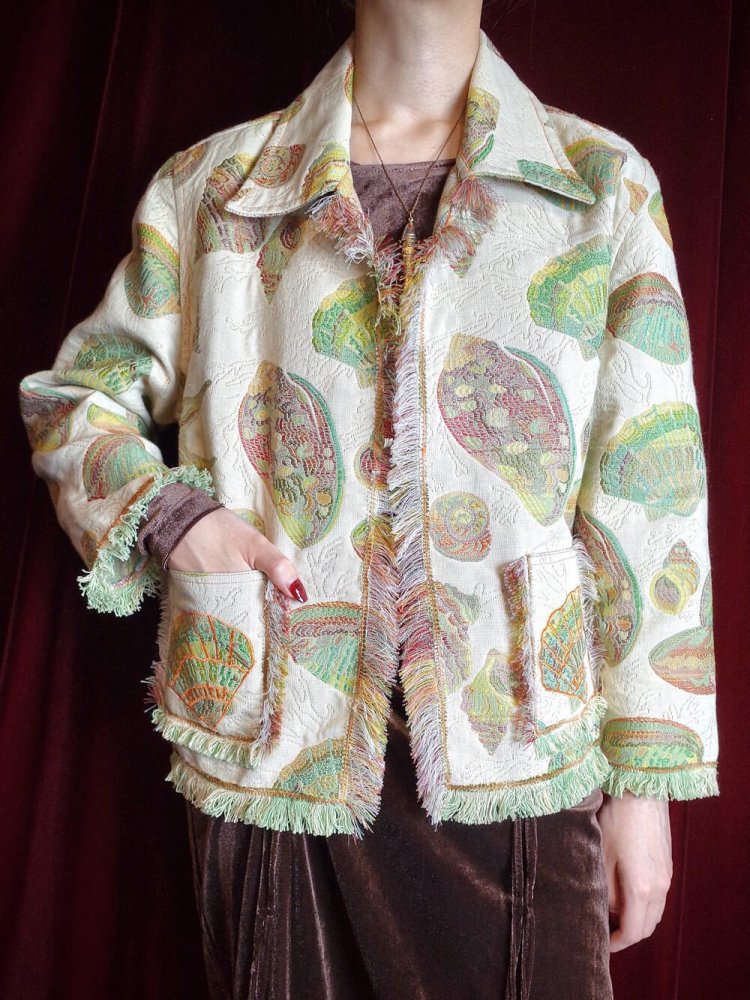 Shell & Coral Fringe Gobelin Jacket