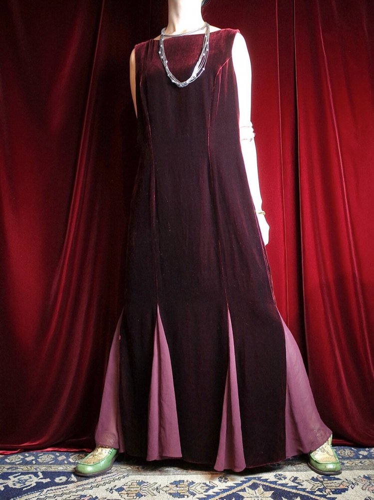 Bordeaux RayonSilk Velvet Switch Dress