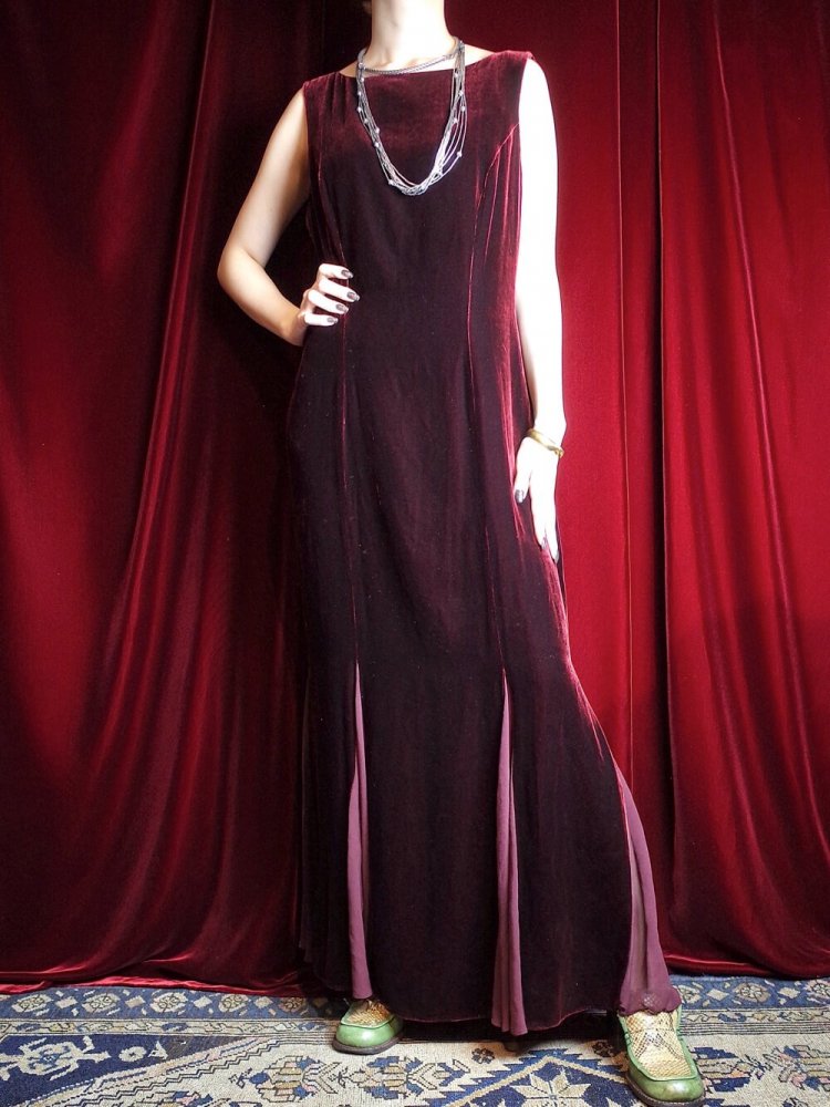 Bordeaux RayonSilk Velvet Switch Dress