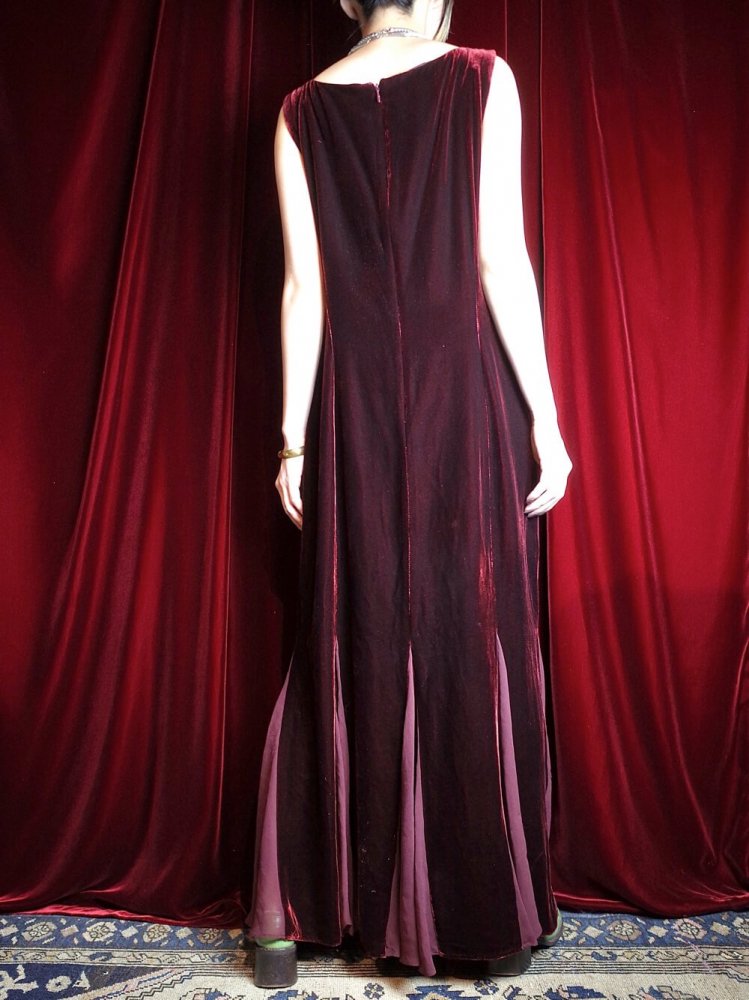 Bordeaux RayonSilk Velvet Switch Dress