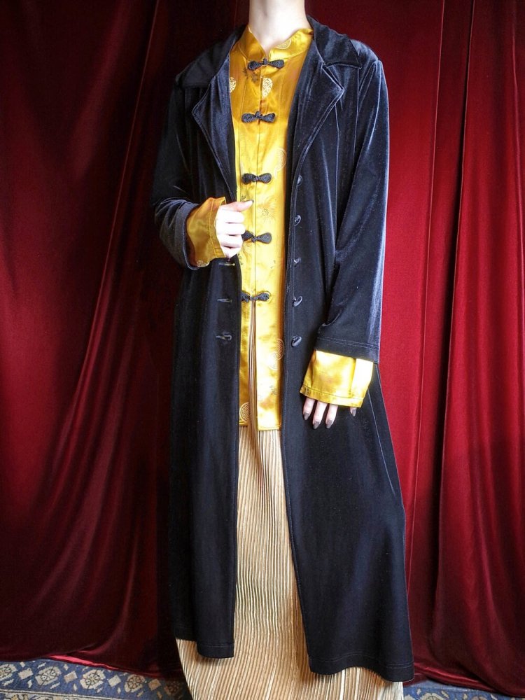 Black Velvet Long Gown Jacket