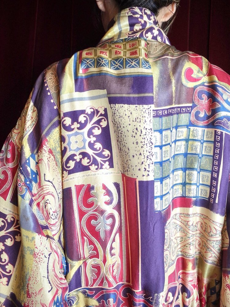 Purple Gradation Arabesque Silk Blouson